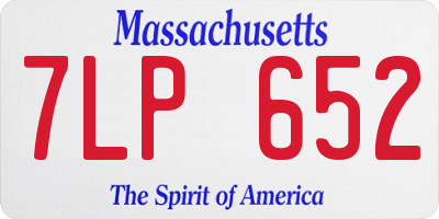 MA license plate 7LP652