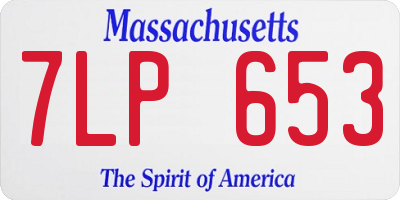 MA license plate 7LP653