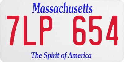 MA license plate 7LP654