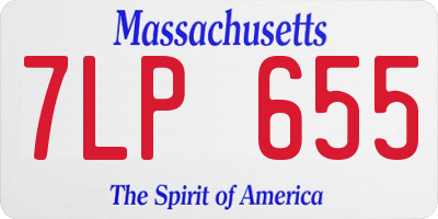 MA license plate 7LP655