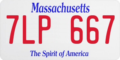 MA license plate 7LP667