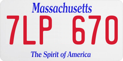 MA license plate 7LP670