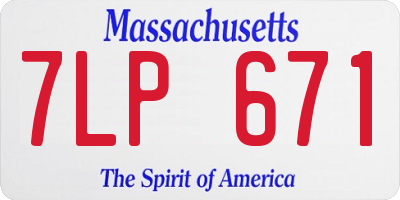 MA license plate 7LP671