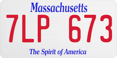 MA license plate 7LP673