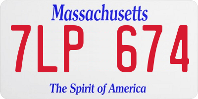 MA license plate 7LP674
