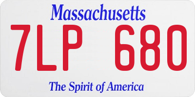 MA license plate 7LP680