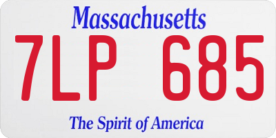 MA license plate 7LP685