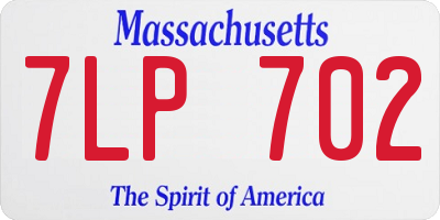 MA license plate 7LP702