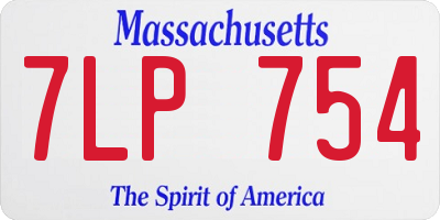 MA license plate 7LP754