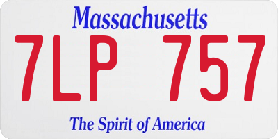 MA license plate 7LP757