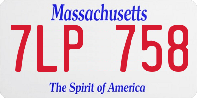 MA license plate 7LP758