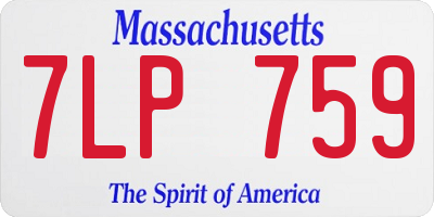 MA license plate 7LP759