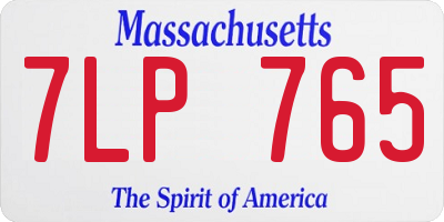 MA license plate 7LP765