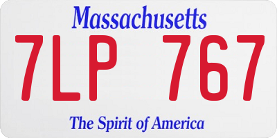 MA license plate 7LP767