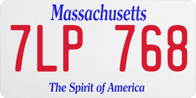 MA license plate 7LP768