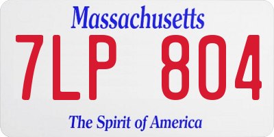 MA license plate 7LP804