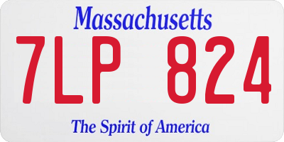 MA license plate 7LP824