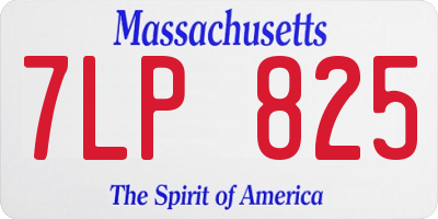 MA license plate 7LP825