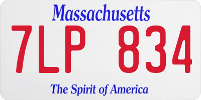 MA license plate 7LP834