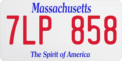 MA license plate 7LP858