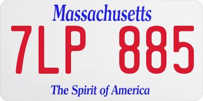 MA license plate 7LP885