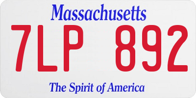 MA license plate 7LP892