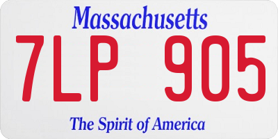 MA license plate 7LP905