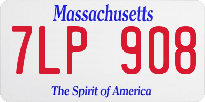 MA license plate 7LP908