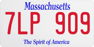 MA license plate 7LP909
