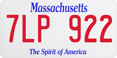 MA license plate 7LP922