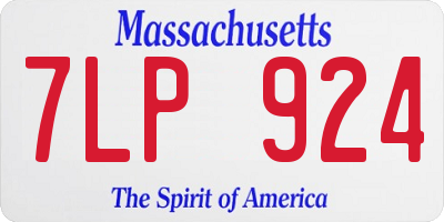 MA license plate 7LP924