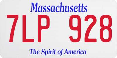 MA license plate 7LP928