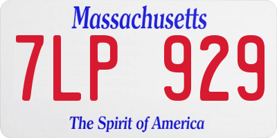 MA license plate 7LP929