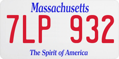 MA license plate 7LP932