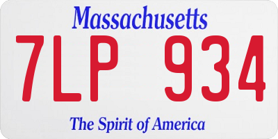 MA license plate 7LP934