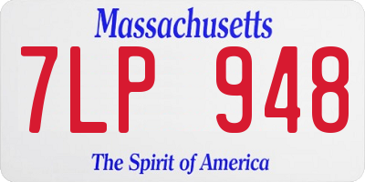 MA license plate 7LP948