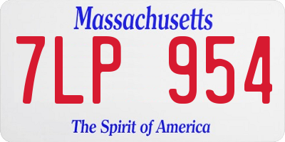 MA license plate 7LP954