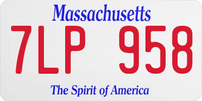 MA license plate 7LP958