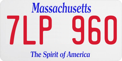 MA license plate 7LP960