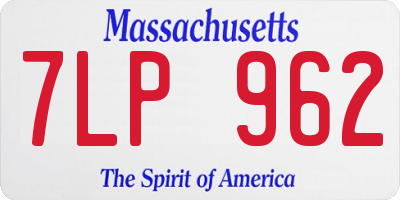 MA license plate 7LP962