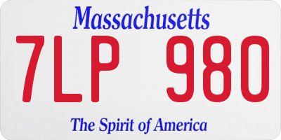 MA license plate 7LP980