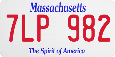 MA license plate 7LP982