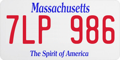 MA license plate 7LP986