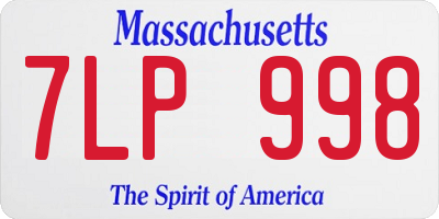 MA license plate 7LP998