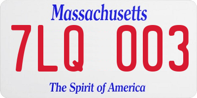 MA license plate 7LQ003
