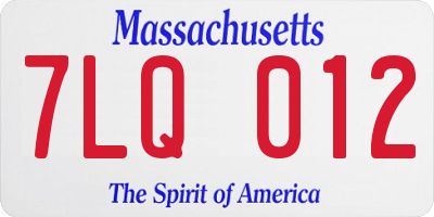 MA license plate 7LQ012