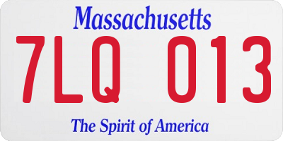 MA license plate 7LQ013