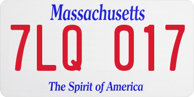 MA license plate 7LQ017