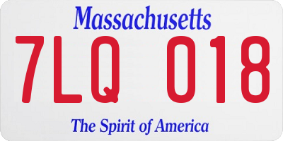 MA license plate 7LQ018