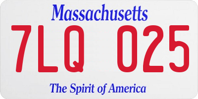MA license plate 7LQ025